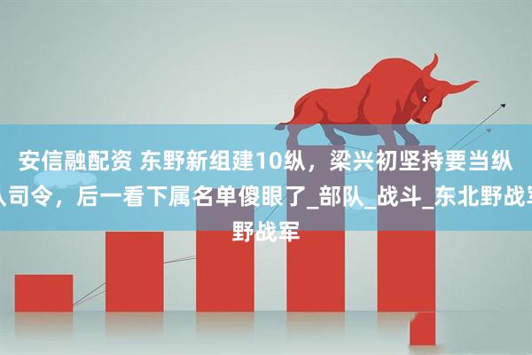 安信融配资 东野新组建10纵，梁兴初坚持要当纵队司令，后一看下属名单傻眼了_部队_战斗_东北野战军